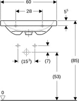 Geberit iCon Light Waschtisch 60x48cm mit Hahnloch und Überlauf in Weiß