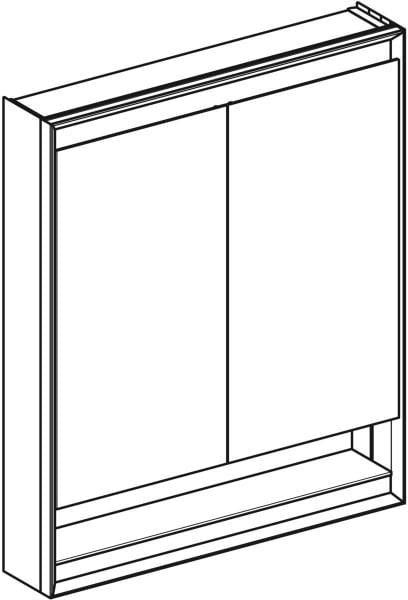 Geberit ONE Spiegelschrank mit ComfortLight, 2 Türen, 75 cm, Aluminium