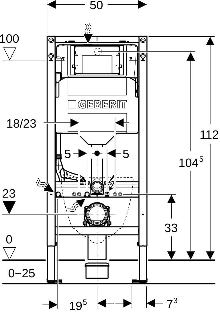 Geberit Duofix Element für Wand-WC 112 cm mit Sigma UP-Spülkasten 12 cm – 12 Stück