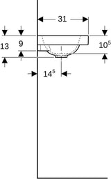 Geberit iCon Light Handwaschbecken 53x31 cm, Ablagefläche links, ohne Überlauf, weiß