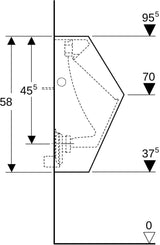 GEBERIT Renova Plan Urinal weiß – Wandhängend, Zulauf hinten, Abgang hinten, 0,5 l Spülvolumen