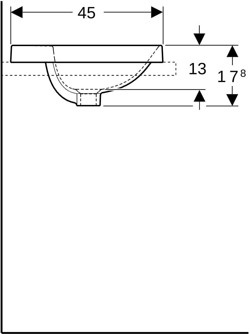 GEBERIT VariForm Einbauwaschtisch elliptisch 60x45 cm mit Hahnlochbank & KeraTect Weiß