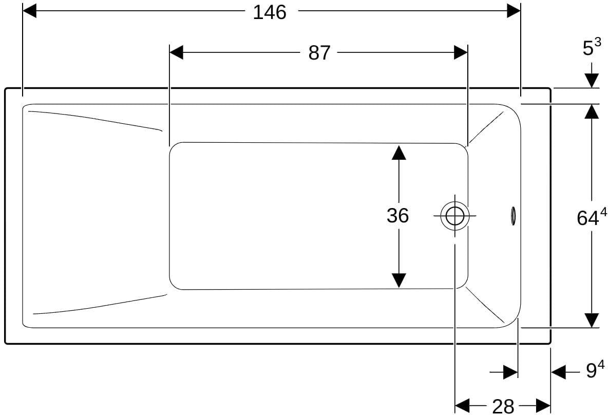 GEBERIT Renova Plan Rechteckbadewanne 170x75x42 cm weiß, Sanitäracryl, 1-Sitzer