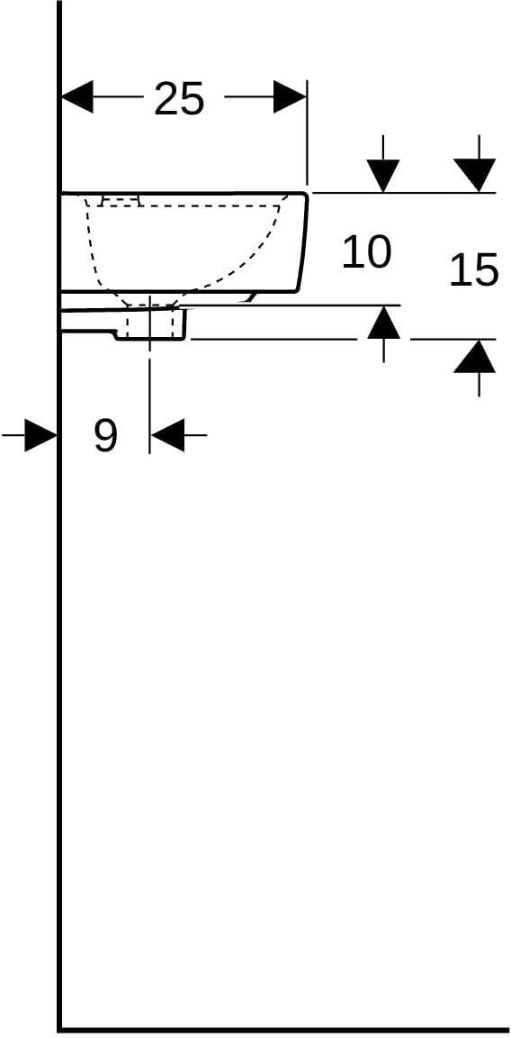 Geberit Renova Compact Handwaschbecken 40x25 cm, Hahnloch rechts, ohne Überlauf, weiß