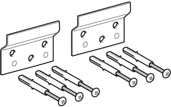 Geberit Befestigungsmaterial für Waschtischunterschrank und Seitenschrank – 6 Schrauben, 2 Platten, 6 Dübel