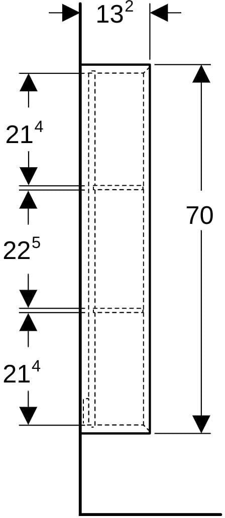 Geberit Regal rechteckig 22,5x70x13,2cm, weiß hochglanz – Wandhängendes Badregal mit 2 Einlegeböden
