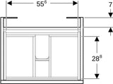 Geberit Renova Plan Unterschrank für Möbelwaschtisch, 1 Schublade, Nussbaum hickory hell, 53,8 cm