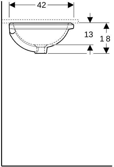 Geberit VariForm Unterbauwaschtisch rund 39 cm weiß – mit Überlauf, ohne Hahnloch, Sanitärkeramik