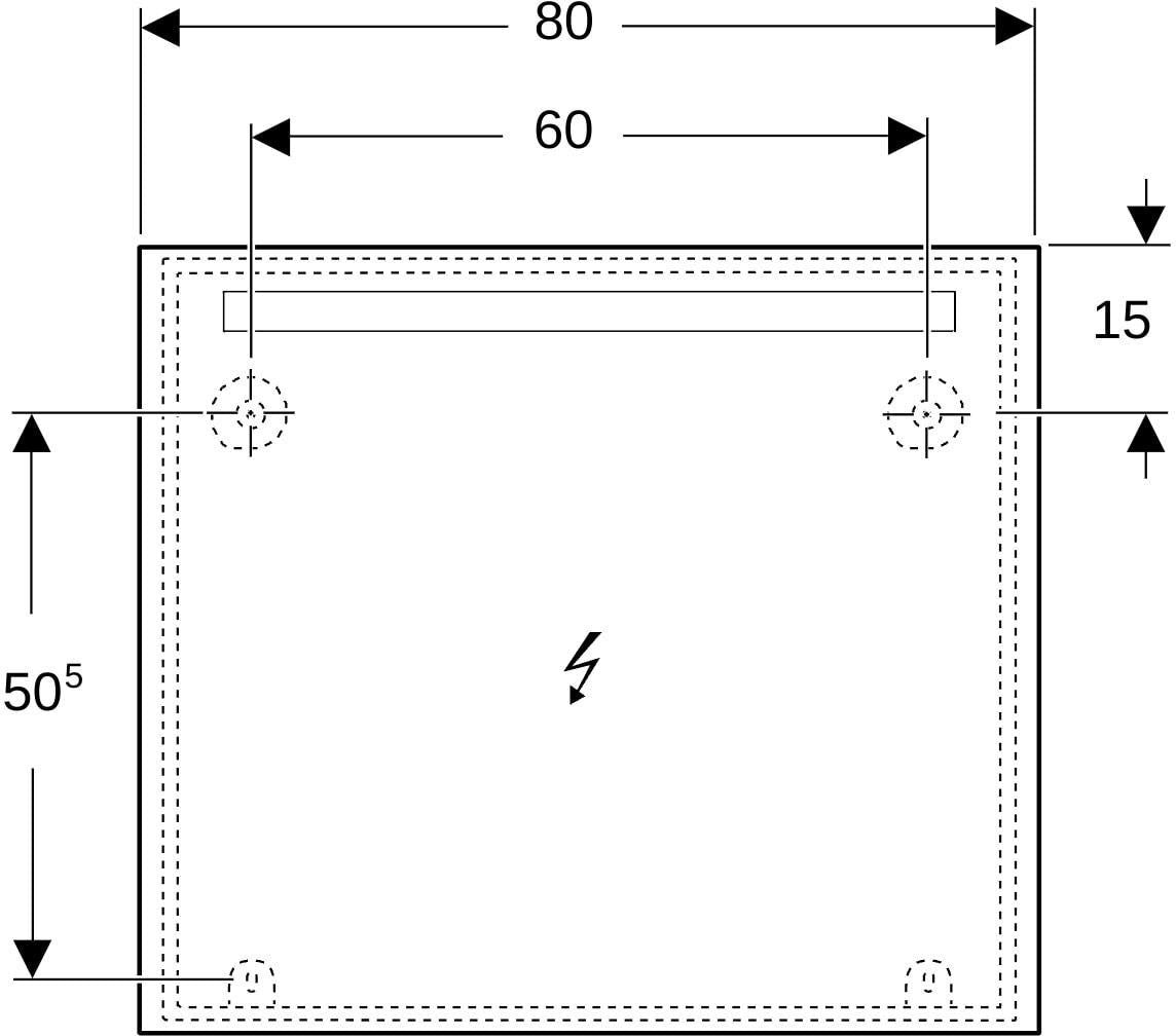 Geberit Option Basic Lichtspiegel eckig 50x70cm mit LED-Beleuchtung oben, Aluminium eloxiert