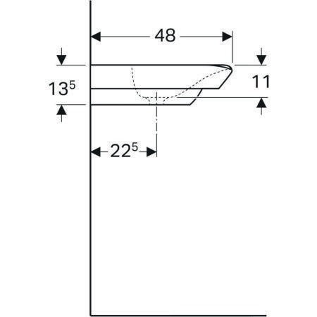 Geberit Doppelwaschtisch MYDAY 1300x480mm ohne Überlauf mit Hahnloch weiß KeraTect