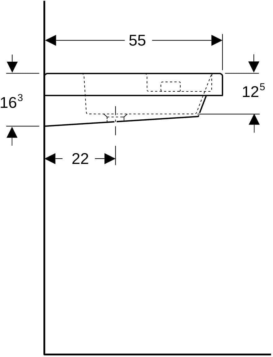 Geberit Bambini Waschtisch 60x55 cm mit Schwammbecken, Hahnloch rechts, weiß – für Bildungseinrichtungen