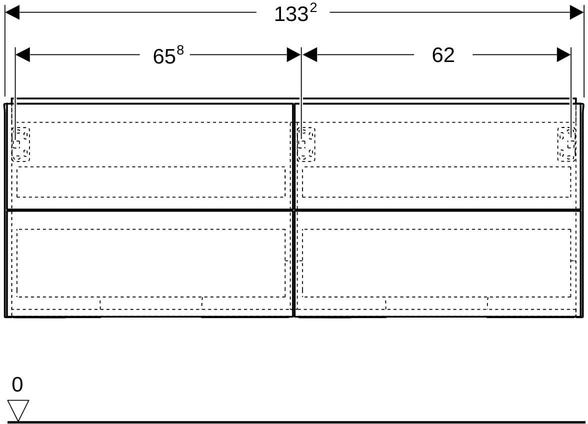 Geberit ONE Waschtischunterschrank 4 Schubladen 133,2 cm weiß hochglänzend wandhängend