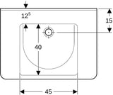GEBERIT Renova Comfort Waschtisch 75x55 cm eckig barrierefrei ohne Hahnloch weiß