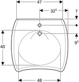 GEBERIT Vitalis WT barrierefreier Waschtisch 65x60 cm mit Hahnloch und Überlauf in Weiß