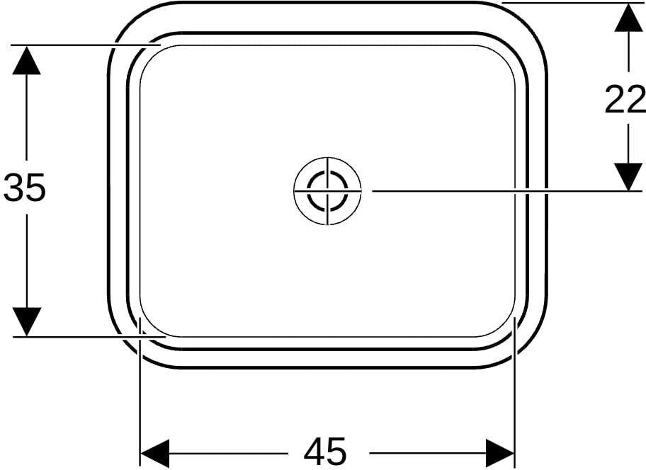 Geberit VariForm Unterbauwaschtisch 53x44 cm weiß KeraTect ohne Hahnloch und Überlauf