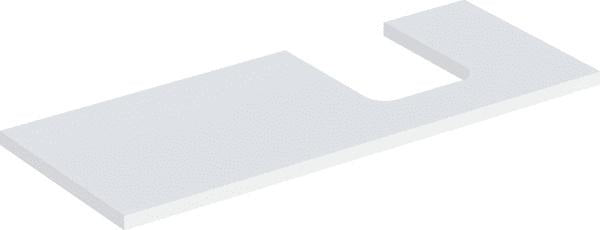 Geberit ONE Waschtischplatte weiß hochglänzend 90 cm Ausschnitt rechts für Aufsatzwaschtisch Schalenform