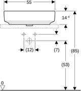 Geberit VariForm Aufsatzwaschtisch elliptisch 55x40 cm weiß KeraTect ohne Hahnloch