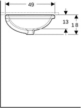 Geberit VariForm Unterbauwaschtisch elliptisch 62,5 cm weiß KeraTect ohne Hahnloch