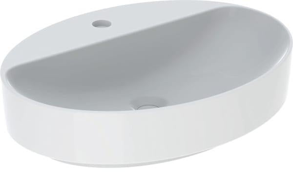 Geberit VariForm Aufsatzwaschtisch oval 60x45 cm mit Hahnloch, KeraTect weiß