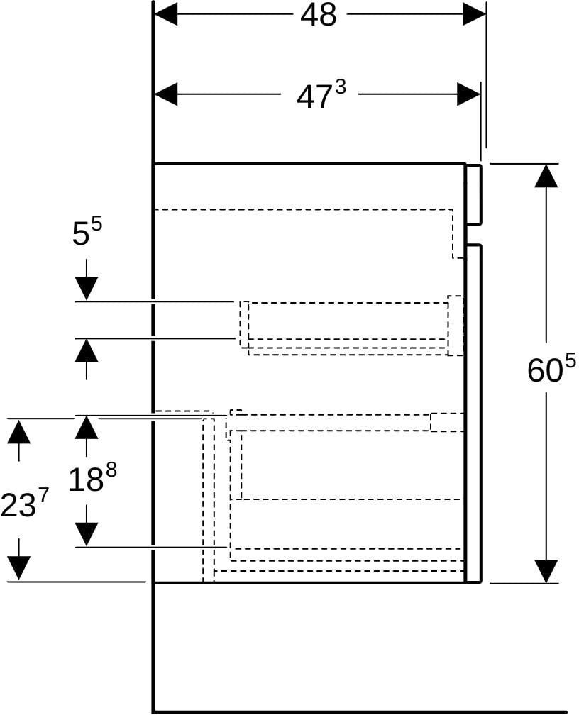 Geberit Renova Plan Unterschrank für Doppelmöbelwaschtisch, Nussbaum hickory hell, 129 cm, 2 Schubladen