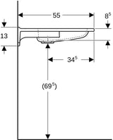 Geberit Publica Waschtisch 60x55 cm, rund, barrierefrei, weiß – Varicor, Hahnloch mittig, ohne Überlauf