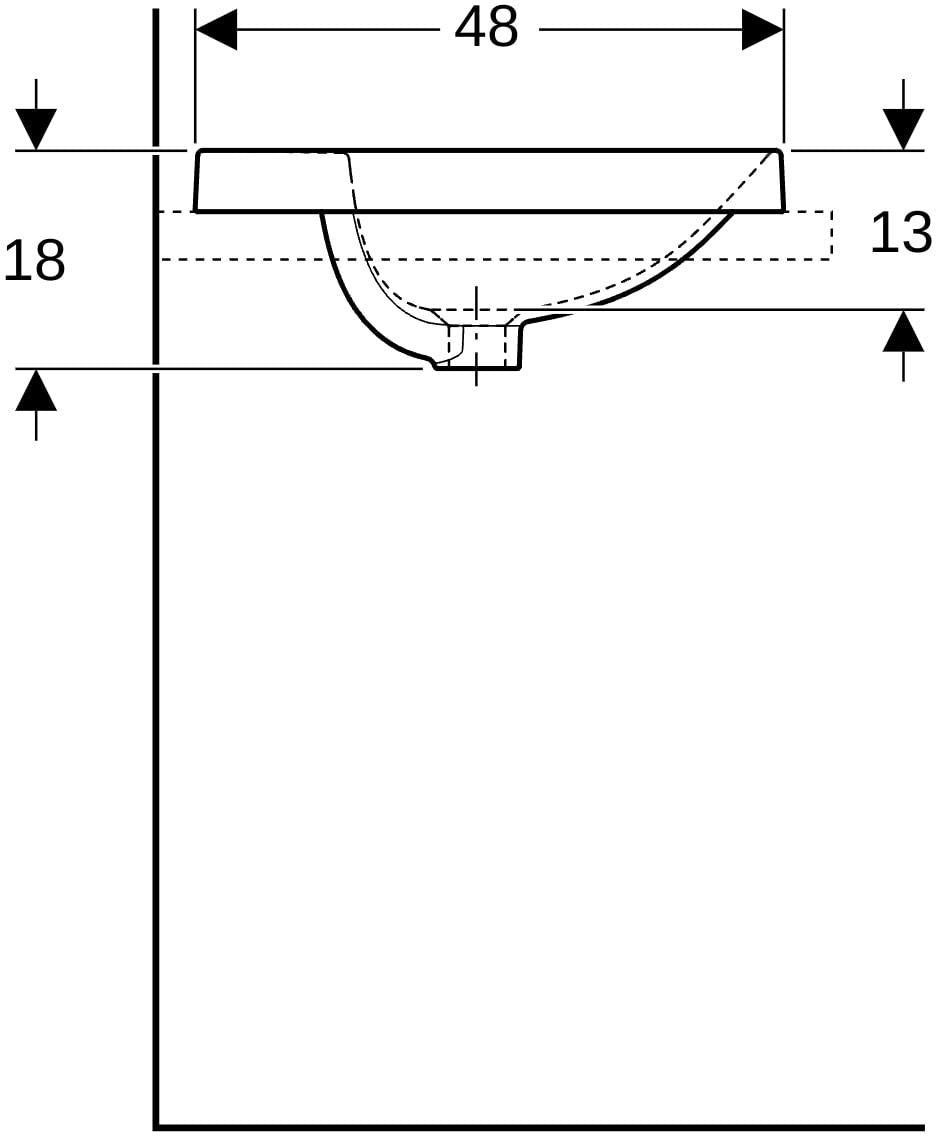 Geberit VariForm Einbauwaschtisch rund 48 cm mit Hahnlochbank und KeraTect Weiß