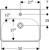 Geberit Smyle Waschtisch eckig 90x48 cm mit Hahnloch und Überlauf in Weiß