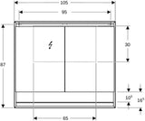 Geberit ONE Spiegelschrank mit ComfortLight, 2 Türen, 75 cm, Aluminium