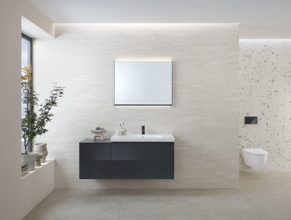 Geberit Acanto Waschtisch 90x48 cm mit Ablagefläche, Hahnloch und Überlauf in Weiß