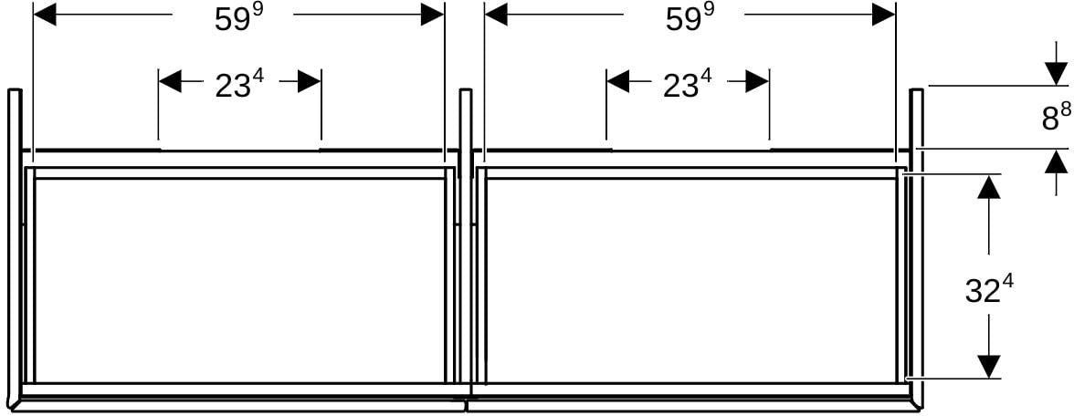Geberit ONE Waschtischunterschrank 4 Schubladen 133,2 cm weiß hochglänzend wandhängend