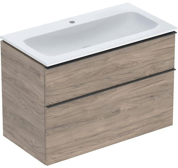 Geberit iCon Waschtischset 90 cm mit Unterschrank, 2 Schubladen, weiß hochglanz
