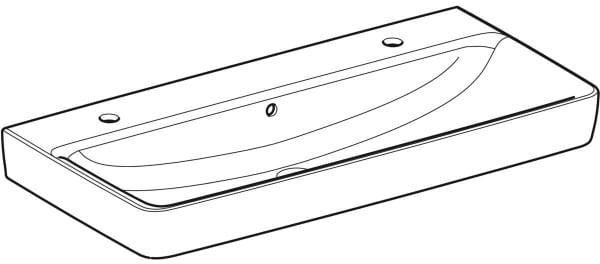 Geberit Renova Plan Waschtisch 100x48 cm, 2 Hahnlöcher, mit Überlauf, weiß