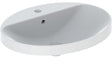 Geberit VariForm Einbauwaschtisch oval 60x48 cm mit Hahnlochbank und KeraTect in Weiß