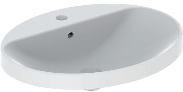 Geberit VariForm Einbauwaschtisch oval 60x48 cm mit Hahnlochbank und KeraTect in Weiß