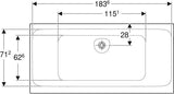 Geberit Tawa Duo Badewanne 170x75 cm weiß, rechteckig, schmaler Rand, 2-Sitzer