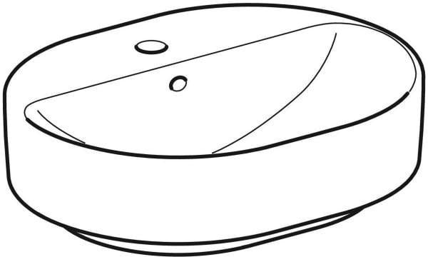 Geberit VariForm Aufsatzwaschtisch elliptisch 50x40 cm mit Hahnloch und KeraTect in Weiß