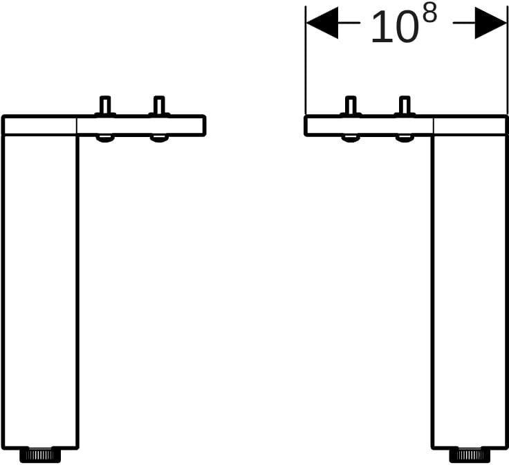 Geberit Set Füße schmal 2 St. – Höhenverstellbar, Hochglanz Verchromt, 15 cm