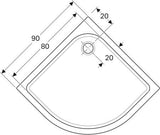 Geberit Eckrundduschwanne TALA 900x900x72mm weiß – Viertelkreis-Duschwanne aus Sanitäracryl