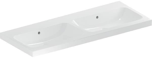 Geberit iCon Light Doppelwaschtisch 120x48 cm mit Hahnloch und Überlauf in Weiß