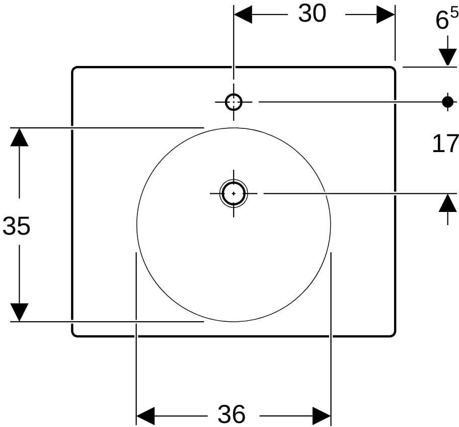 Geberit Preciosa II Waschtisch 60x50 cm mit Ablagefläche und Hahnloch, weiß