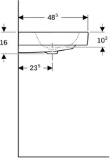 Geberit iCon Doppelwaschtisch 120 cm weiß, 2 Hahnlöcher, mit Überlauf, wandmontiert