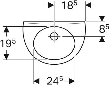 Geberit Handwaschbecken FIDELIO 370x250mm mit Überlauf ohne Hahnloch weiß