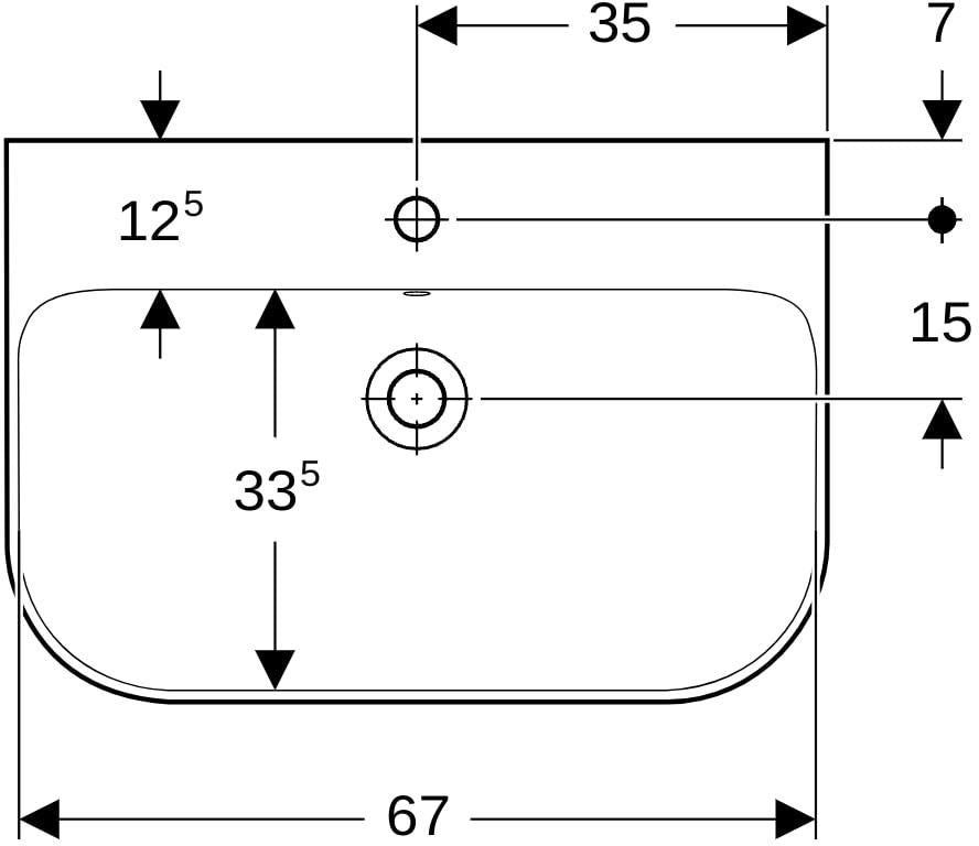 Geberit Smyle Waschtisch 55x48 cm mit Hahnloch und Überlauf in Weiß