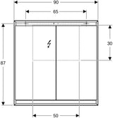 Geberit ONE Spiegelschrank mit ComfortLight, 2 Türen, 75x90x15cm, weiß