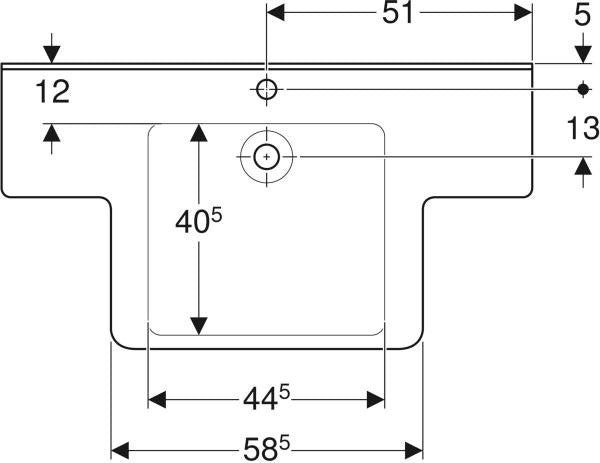 Geberit Renova Comfort Waschtisch 102x55 cm mit Ablagefläche, Hahnloch mittig, ohne Überlauf, weiß