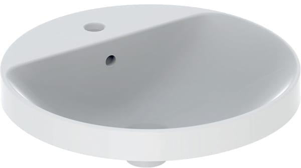 Geberit VariForm Einbauwaschtisch rund 48 cm mit Hahnlochbank und KeraTect Weiß