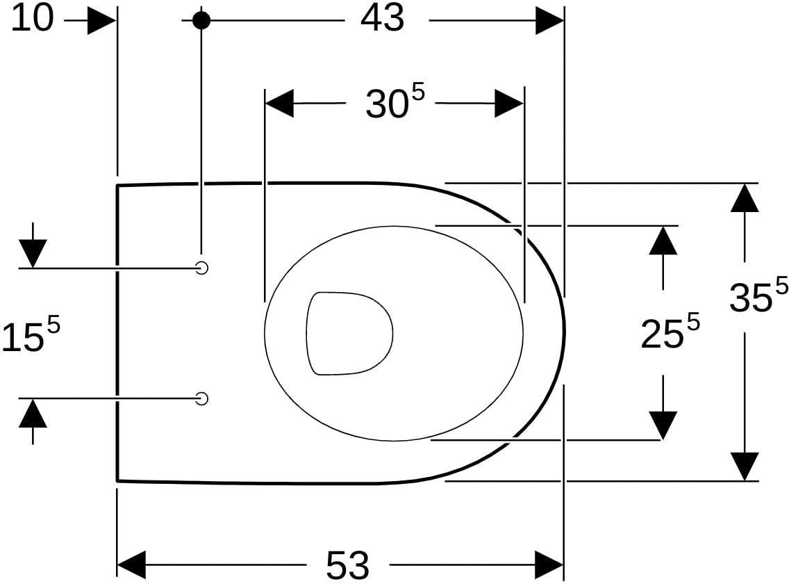 Geberit iCon Wand-WC Tiefspüler mit Spülrand, geschlossenes Keramikdesign, weiß