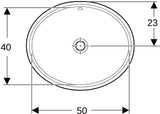 Geberit VariForm Unterbauwaschtisch oval 56x46 cm, weiß, KeraTect, ohne Hahnloch