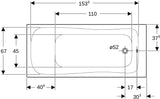 Geberit Renova Rechteckbadewanne 170x75 cm, weiß, Sanitäracryl, mit Überlaufloch