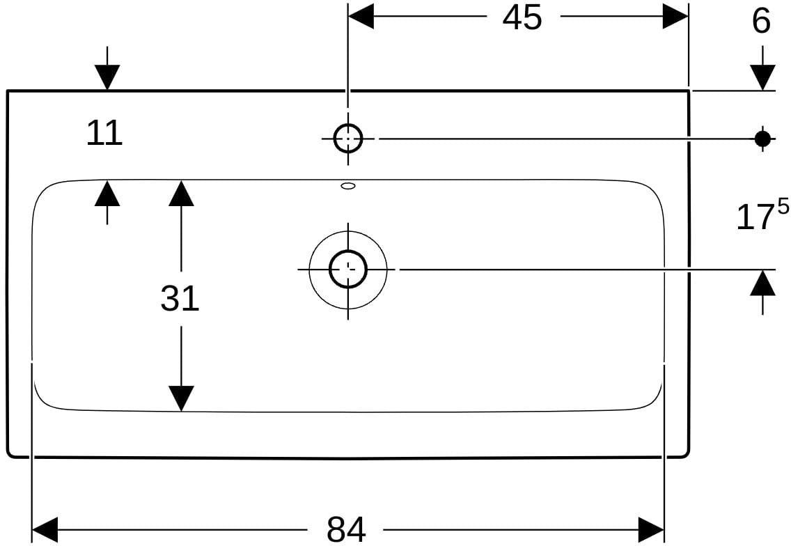 Geberit iCon Waschtisch 60 cm weiß mit Hahnloch und Überlauf